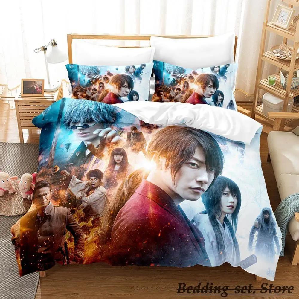 Rurouni Kenshin Bedding Set Single Twin Full Queen King Size Bed Set Adult Kid Bedroom Duvetcover Sets Anime Parure De Lit Bed