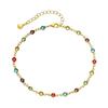 Gold Boho Rainbow Rhinestone Anklet for Women Summer Beach Beads Foot Chain Vocation Jewelry Gifts