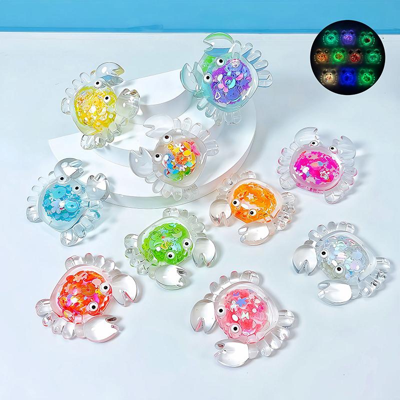 Cartoon Mini Luminous Crab Home Decoration Resin Crafts Miniature Figures Cute Desktop Small Ornaments Accessories Gifts