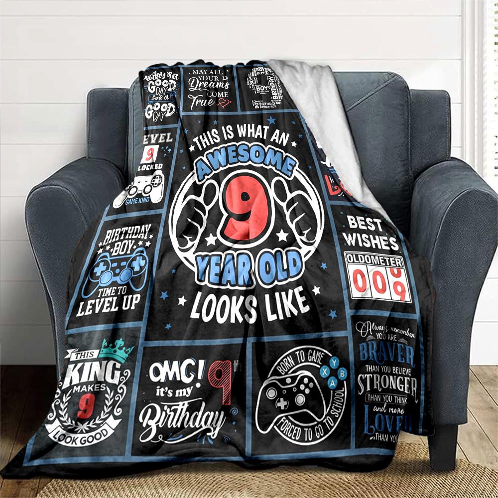 9Th Birthday Celebration Cozy Blanket Warmthful Decor for Sofa Couch Office Bed Picnics All-Season Use Cozy Home Lovers Gifting Relatives Y24