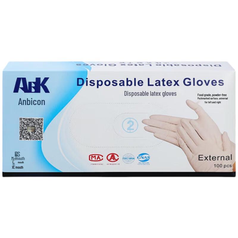 Anbikang 0772 Disposable Latex Gloves, 100 Count