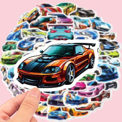50pcs Cartoon Racing Car Stickers Vinyl Self-Adhesive Decals Laptops Guitars Luggage Laptop Stickers Scrapbooking Decoration