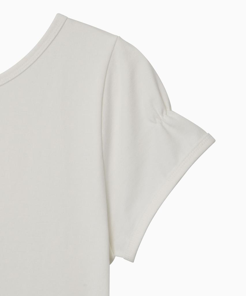Ohesio Back Button Shirring T-Shirt, Ivory