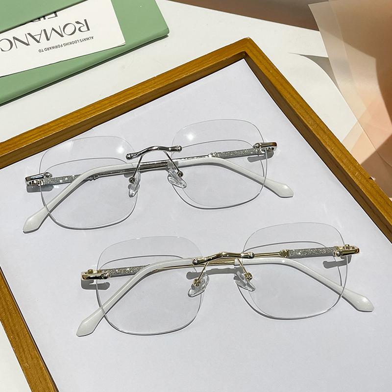 Fashion Rimless Square Anti-blue Light Glasses Women Trendy Outdoor Photography Accessory Anti Blue Light Blocking Eyewear