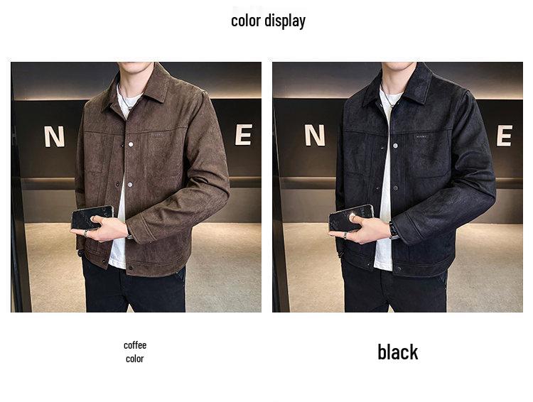 2026 Spring Men's Suede Feel Lapel Jacket - High Quality, Trendy Brand