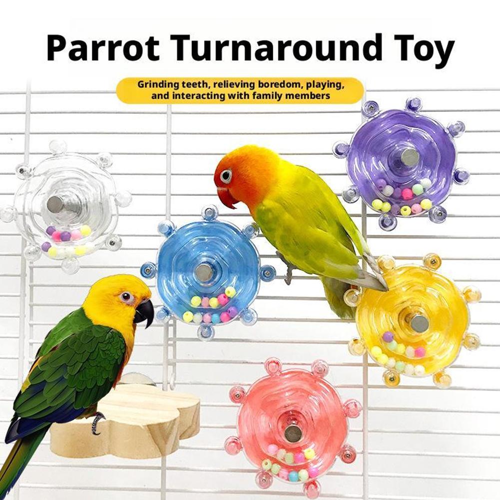 Cockatoo Chew Toy Flying Saucer Bird Decompression Anxiety Peony For Stress Enrichment Supplies F7V0