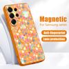 Lovely Macaron Heart Print Magnetic Phone Case For Samsung S26 S25 Ultra S24 Plus S23 FE S22 Ultra A55 A56 A17 A37 A57 5G Skin Feel Shockproof Cover