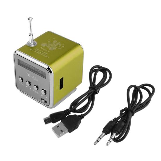 TDV26 Mini Subwoofer Stereo Speaker TF Card FM Radio Music Player with Antenna