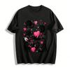 Cute Black Cat Heart Print Casual Couple T-Shirt Pure Cotton T-shirt