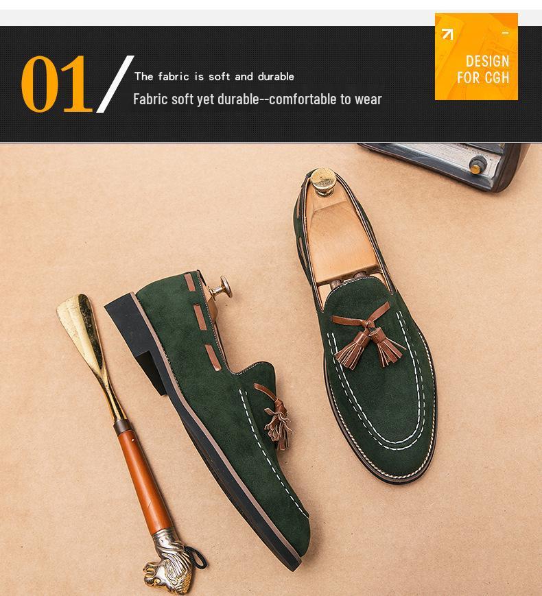Men's Korean-Style Tassel Suede Loafers - Trendy British Slip-on Moccasins
