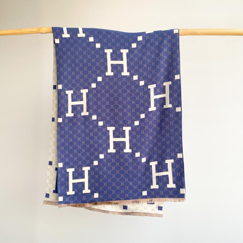 Korean-Style Houndstooth Faux Cashmere Scarf Shawl for Women - Thickened Double-Sided Winter Neck Warmer