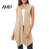 Damen Asymmetrischer Saum Cardigan Tanktop Ärmellose Weste Sommer Einfarbige Offene Vorderseite Drapierte Mittellange Asymmetrische Weste Leichter Mantel