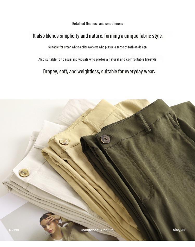 Women's Khaki High-Waist Loose Wide-Leg Banana Pants - Spring/Autumn 2026 Plus Size Casual