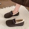 Fashion Padded Warm Cotton Shoes Women's Autumn Winter New Retro Round Toe Flats Slip on Soft Bottom Suede Comfortable Females Shoes