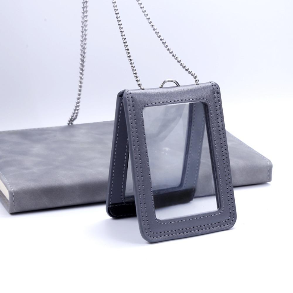 

with Hanging Rope Genuine Leather Card Cover Case Transparent Credit Card Wallet 05