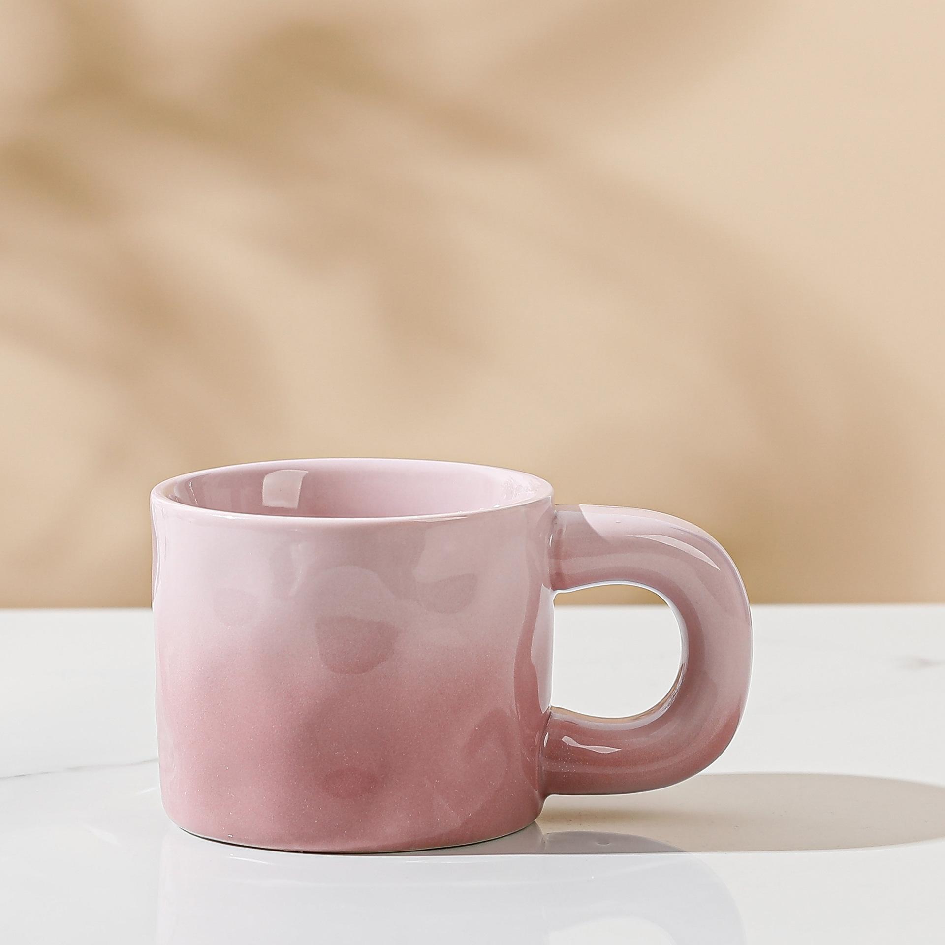 Hoogwaardige Keramische Kop Verloop Parelmoer Kleurrijk Gehamerd Patroon Handvat Mok Kantoor Waterkop Koffiekop 300ml