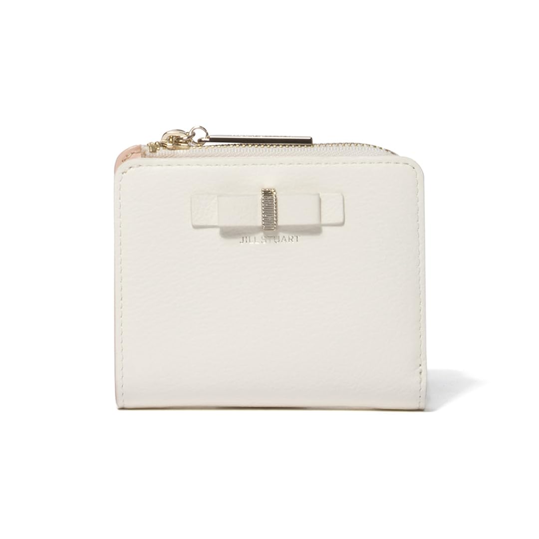 

JILL STUART Misty Women s L-Shaped Zipper Wallet with Grosgrain Ribbon, Vintage Style, Slim Fit, White (JSLW4CS2)
