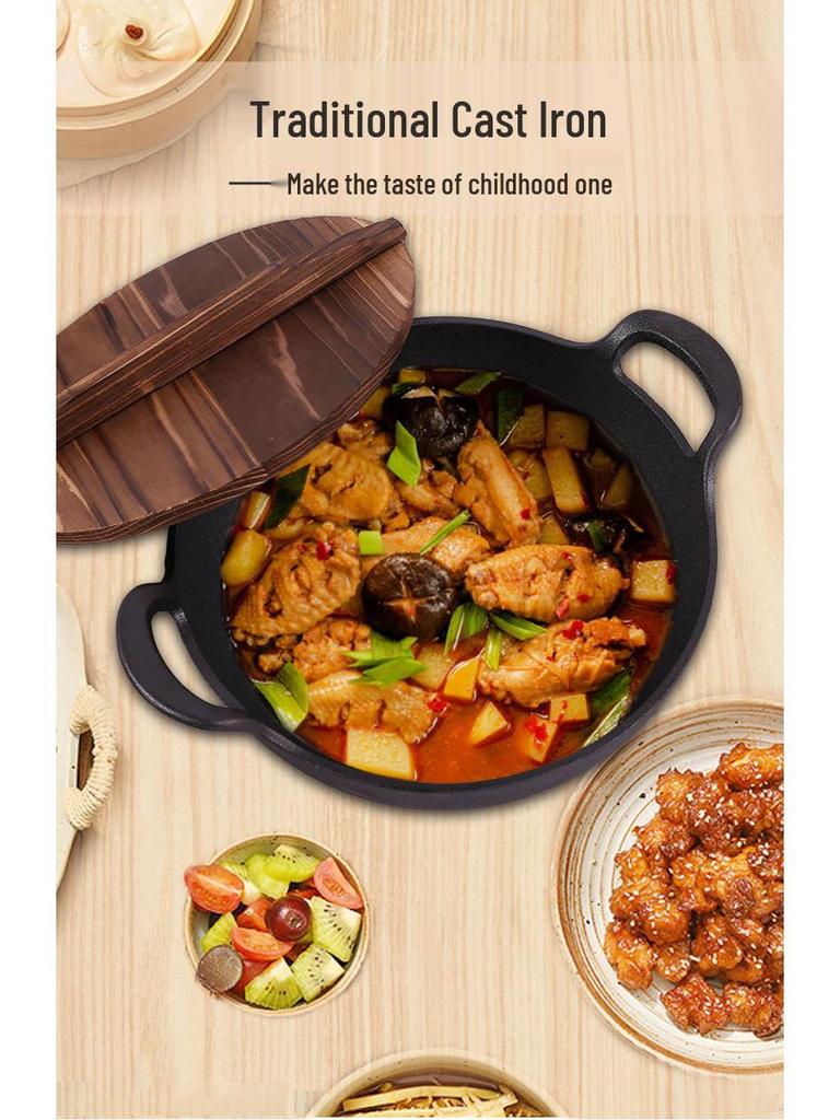 Thor's Cast Iron Yuanbao Double Ear Flat Bottom Stew Pot