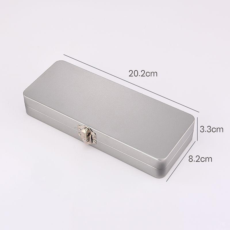 

Rectangle Metal Storage Box Silver Iron Metal Buckles Box Flip Cover With Lock Empty Hinged Box Solid Water Colour Box