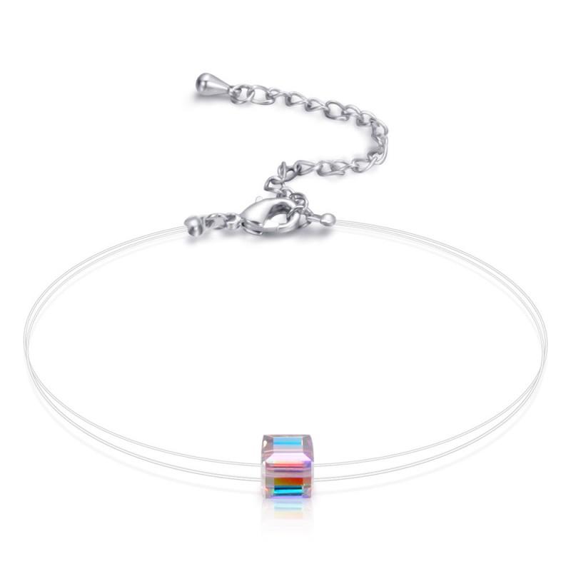 Geometric Crystal Bracelet Women Handmade DIY AB Strand Bangle INS Style Minimalist Jewelry AB