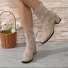 Women Casual Slim Single Boots Thick Heel Solid Color Wear-resistant Commuting Ankle Boots Autumn Shoes