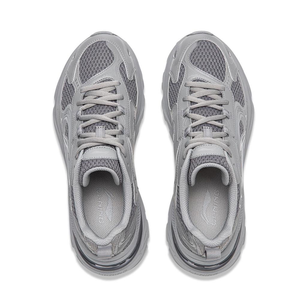Li Ning Cushioning Slip Resistant Abrasion Resistant Breathable Support Lightweight Low top Casual Shoes Men's Gray AGLW003-4