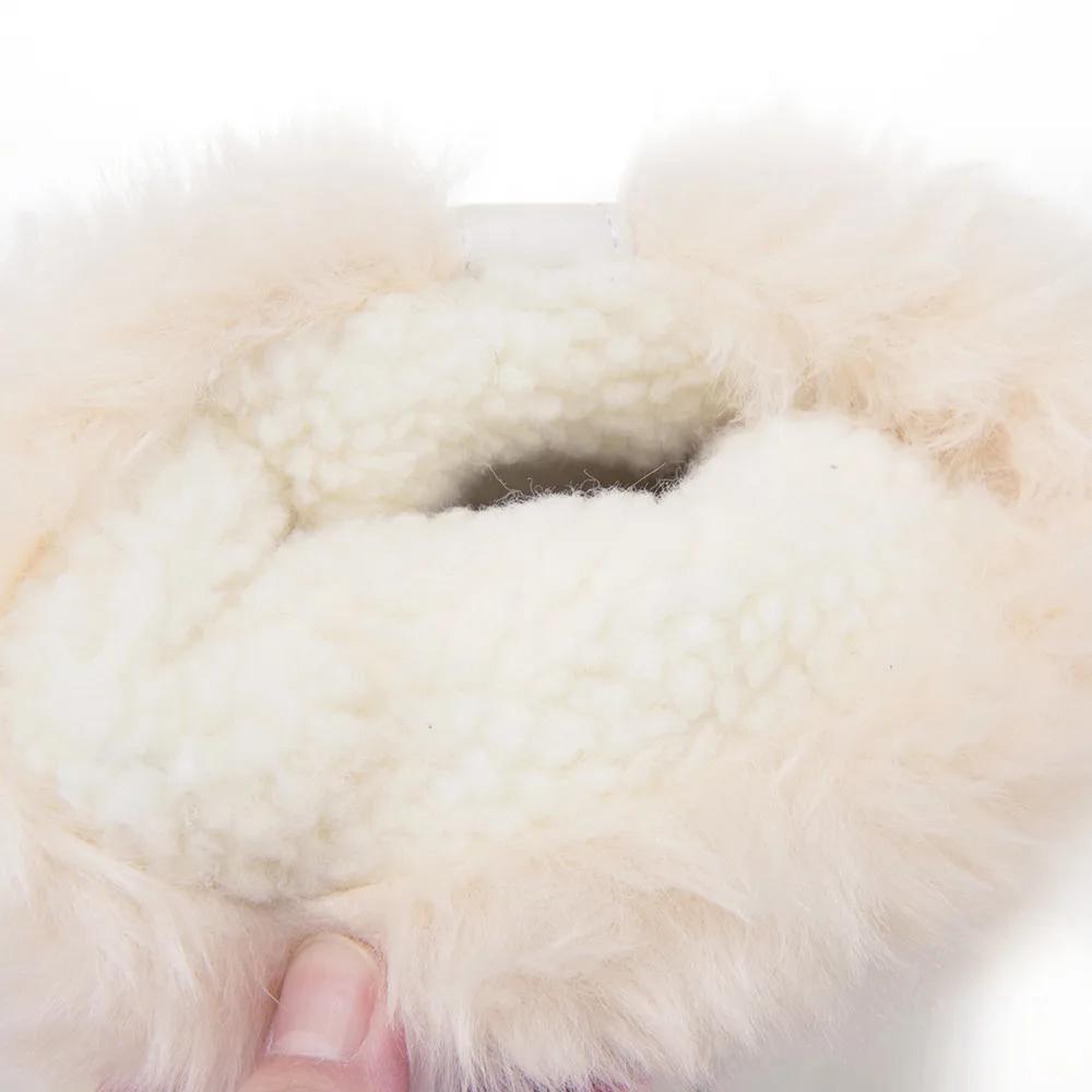 Fashion Ladies Height Increasing Fur Ankle Boots Daily Concise Boots Buckle Women High Heels Shoes Female Winter Botas Mujer White Black