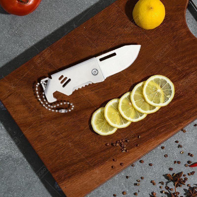 Mini Fruit Knife Stainless Steel Kitchen Paring Knife Folding Sharp Pocket Knives Kitchen Knife with Key Chain Non-slip Handle
