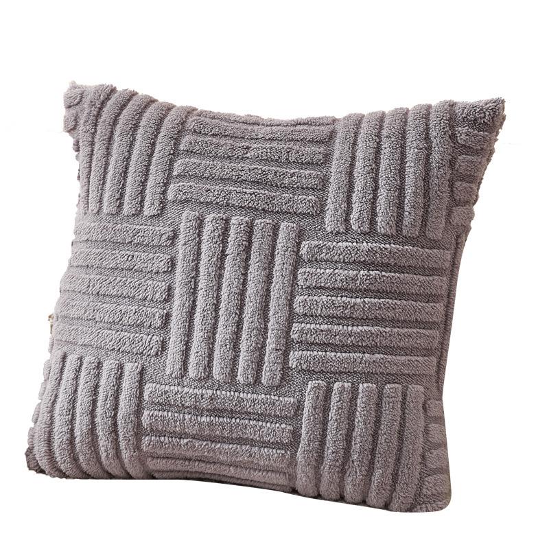 Pillowcase Woven Plush Sofa Pillow Sleeve Solid Color Soft Cushion Cover