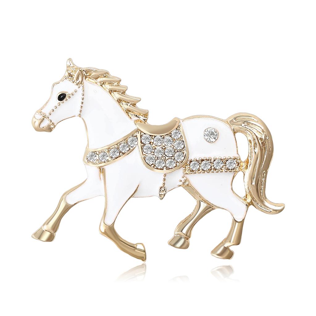 Classic Rhinestone Horse Brooches for Women Animal Lapel Pins Casual Party Accessories Gifts Friends