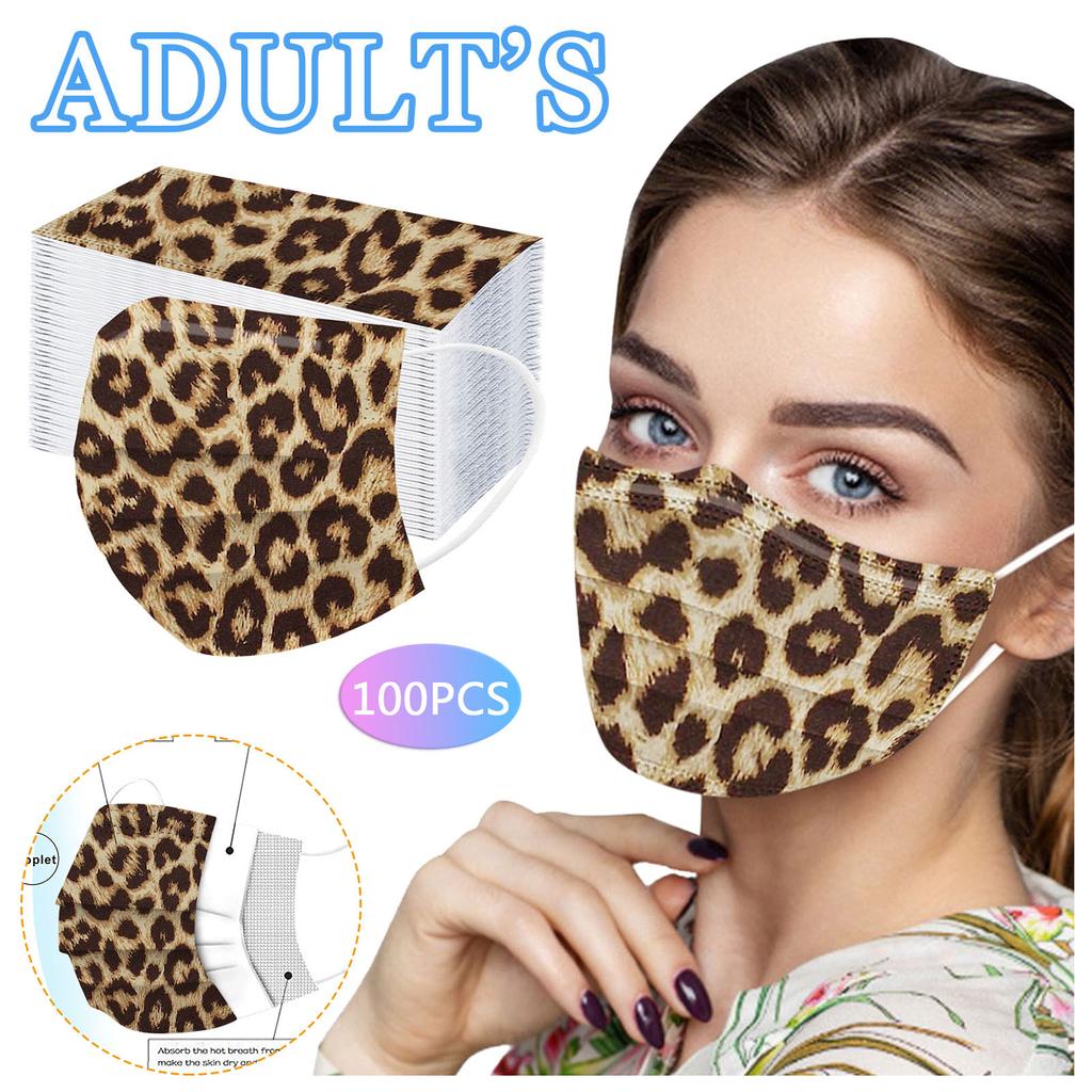 Dreilagige staubdichte Einweg-Schutzmaske mit Leopardenmuster für Erwachsene
