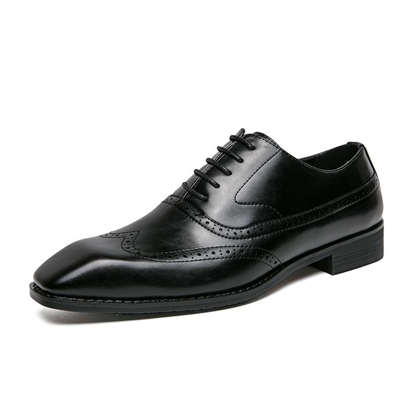 Men's Retro Business Casual Leather Shoes Cowhide Platform Pointed Toe Platform Shoes Men British Style Low Work Shoes Male