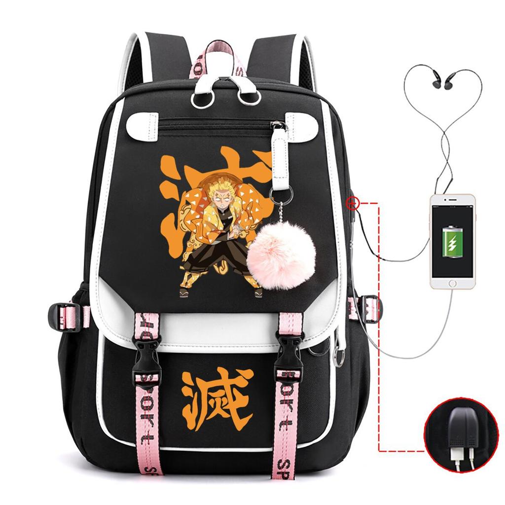 Ghost Extermination Surrounding Day Trend Backpack Large Capacity Student Schoolbag Multi-functional Leisure Outdoor Bag