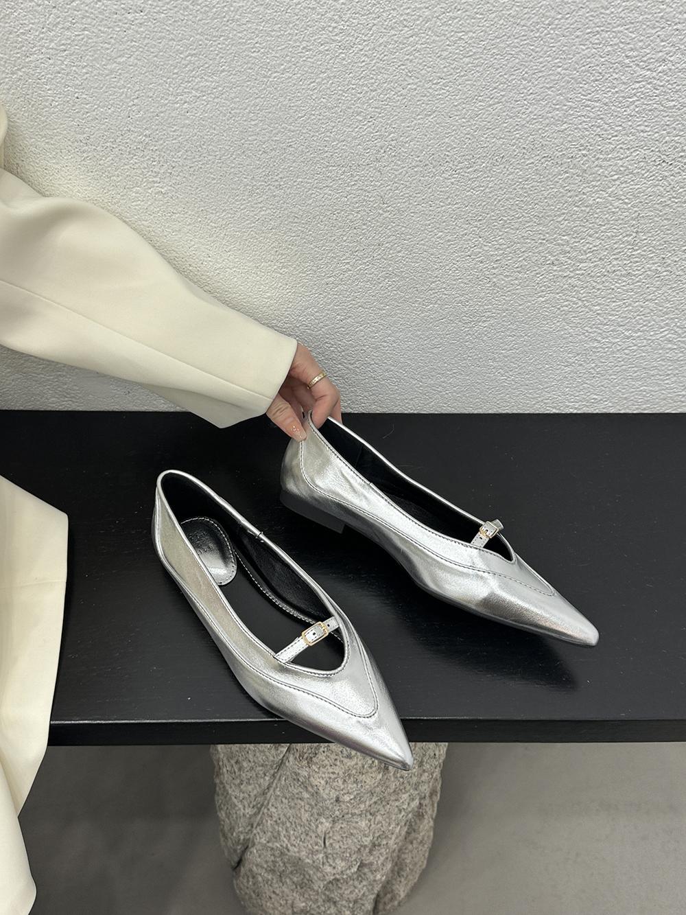 Мода Черный Бежевый Серебристый Коричневый Женские Лоферы 2024 Новые поступления — фото 9