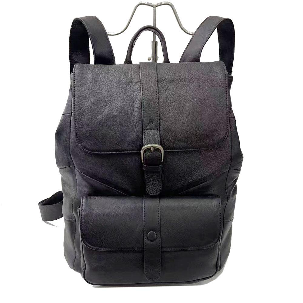 Leather Backpack Women'S Bag Black First-Layer Cowhide Backpack