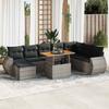 Vidaxl 9-Cz. Garden Furniture Set With Cushions, Grey, Poly Rattan