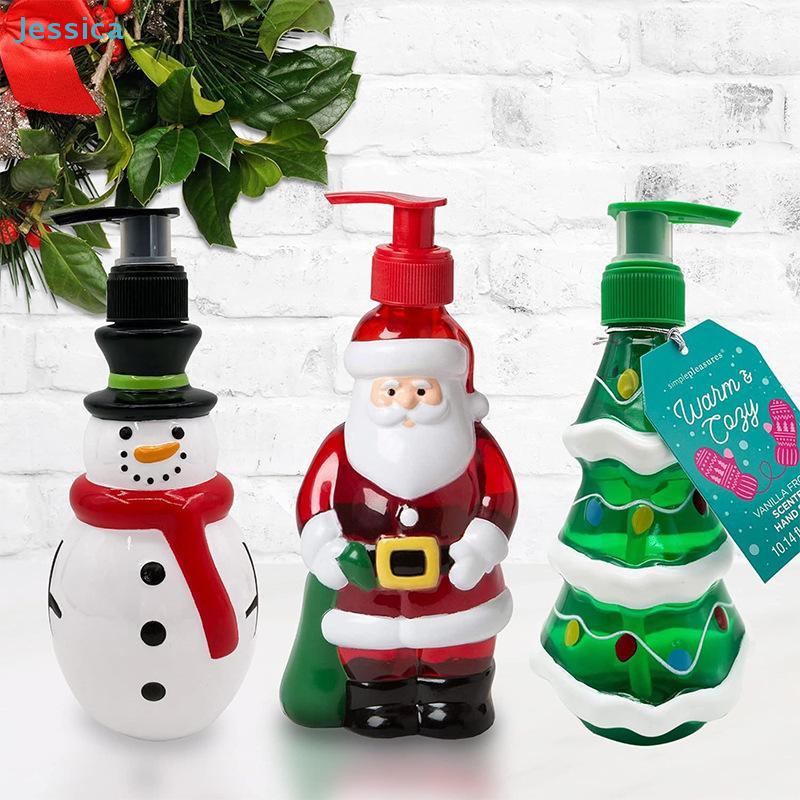 Christmas Theme Soap Dispenser Santatreesnowman Shaped Liquid Hand Soap Bottles