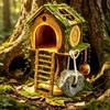 Cadre d'escalade pour hamster en bois massif Maison de voiture avec escaliers et plateforme Nid Clôture pour toutes saisons.