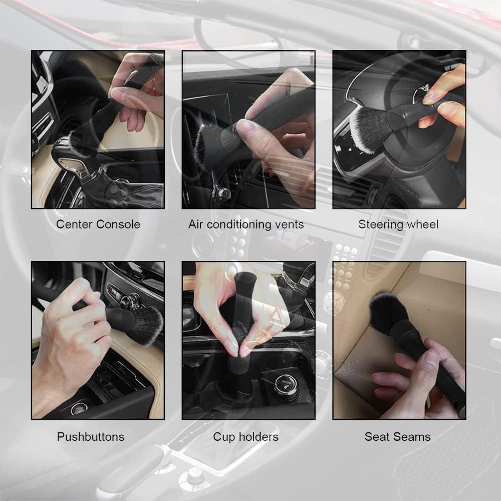 3-teiliges Auto-Detailing-Bürstenset, Auto-Reinigungsbürstenset, ultraweich, Auto-Detailbürste für den Autoinnenraum und die Autopflege, Autoinnenraum im Freien
