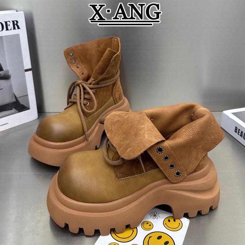 Leather Martin boots children's single boots early autumn new thick-soled heightening small short boots tooling locomotive boots