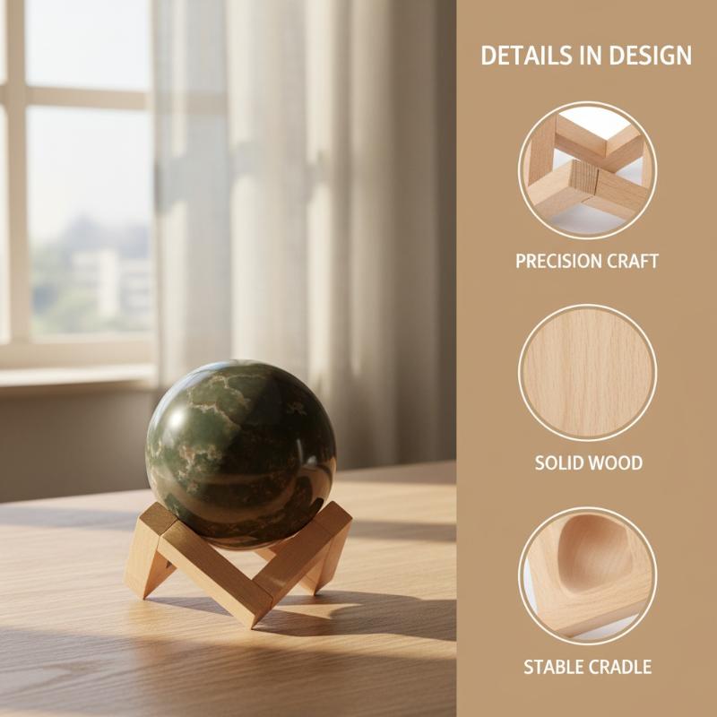 Soporte para Bola de Cristal Soporte de Exhibición de Madera Artesanía de Madera Base para Lámpara de Luna Soporte para Esfera de Vidrio Adorno de Escritorio para el Hogar