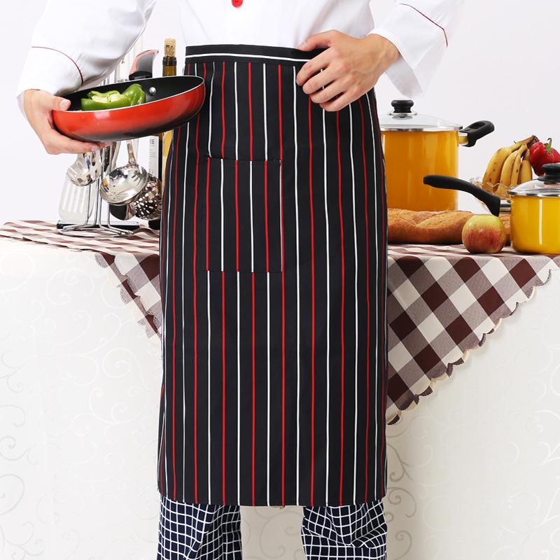 1pcs Chef's Apron Half-length Neck-hanging El Cooking Restaurant Restaurant Coffee Bar Waiter Work Apron Unisex Striped Apron