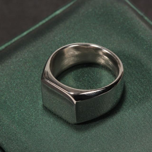Fashion Smooth Men's Stainless Steel Ring Width Signet Square Finge Ring Hiphop Male Wedding Party Jewelry Gift