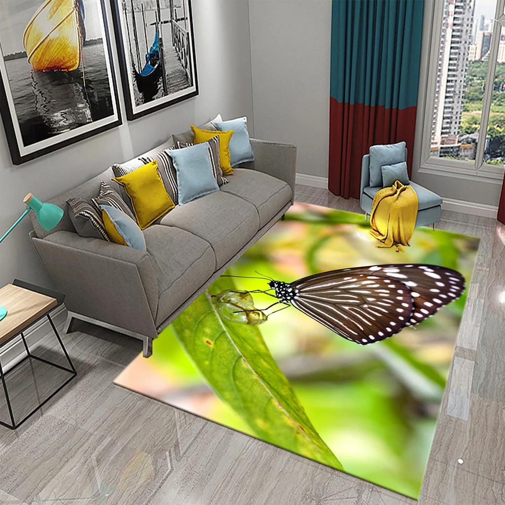 3D Colorful Butterfly Flower Carpet Entrance Door Mat Indoor Carpets Bedroom Decor Living Room Floor Mats Bathroom Non-slip Rug
