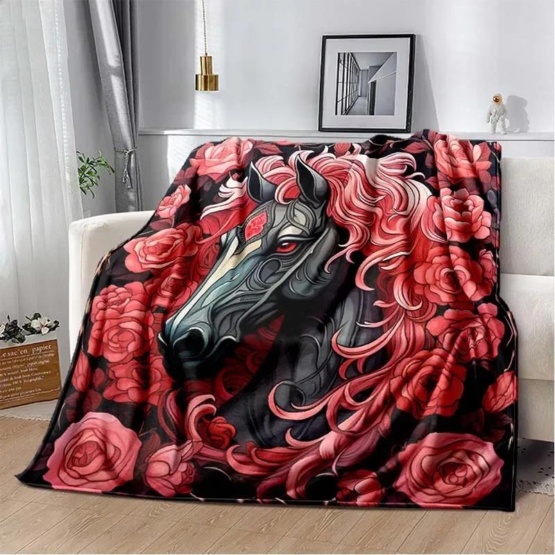 3D Print Cartoon Pentium Horse Flannel Blanket,Multi-purpose Holiday Gift Blanket Warm And Soft Blankets All Seasons