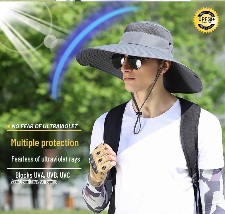 Herren Sommer Wasserdichter Sonnenhut: Outdoor-Sonnenblende mit breiter Krempe zum Angeln und Bergsteigen