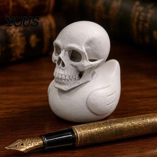 Sculpture Unique Crâne et Canard Ornement Imprimé en 3D, Figurine Gothique, Décoration d'Halloween Créative Haut de Gamme Texturée pour Maison Bureau Chambre Salon