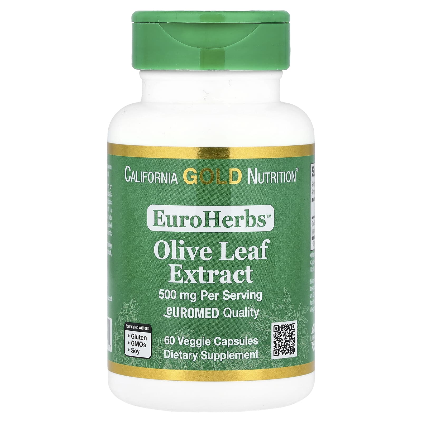 

Euroherbs™, Olive Leaf Extract, Euromed Quality, 500Mg, 60 Veggie Caps