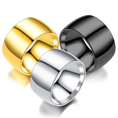 Breiter 12mm Herrenring Titanstahlringe Breiter Glänzender Großer Herrenring Feiner Schmuck Herrenschmuck