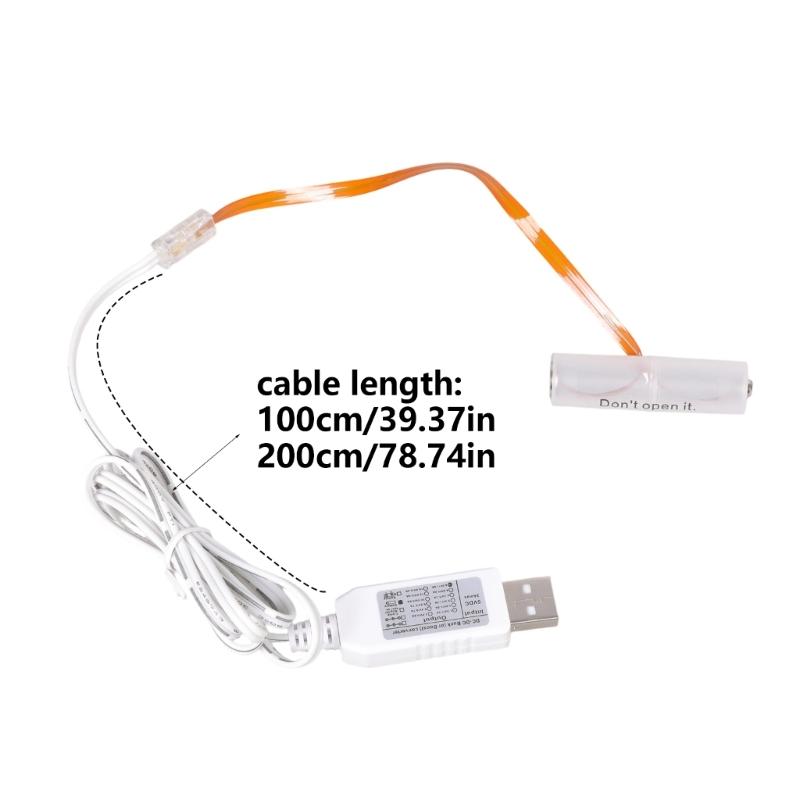 1M/2M USB-betrieben 6V Ausgang Konverterkabel zum Ersetzen von 4 Stück 1,5V 2A Batterien Netzteil-Adapter Nicht erforderlich Bohren